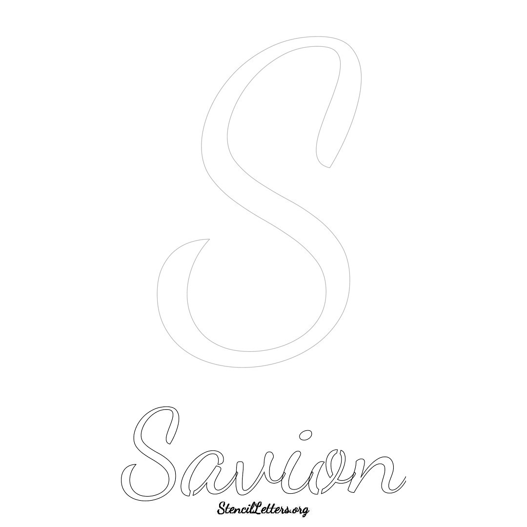 Savion printable name initial stencil in Cursive Script Lettering
