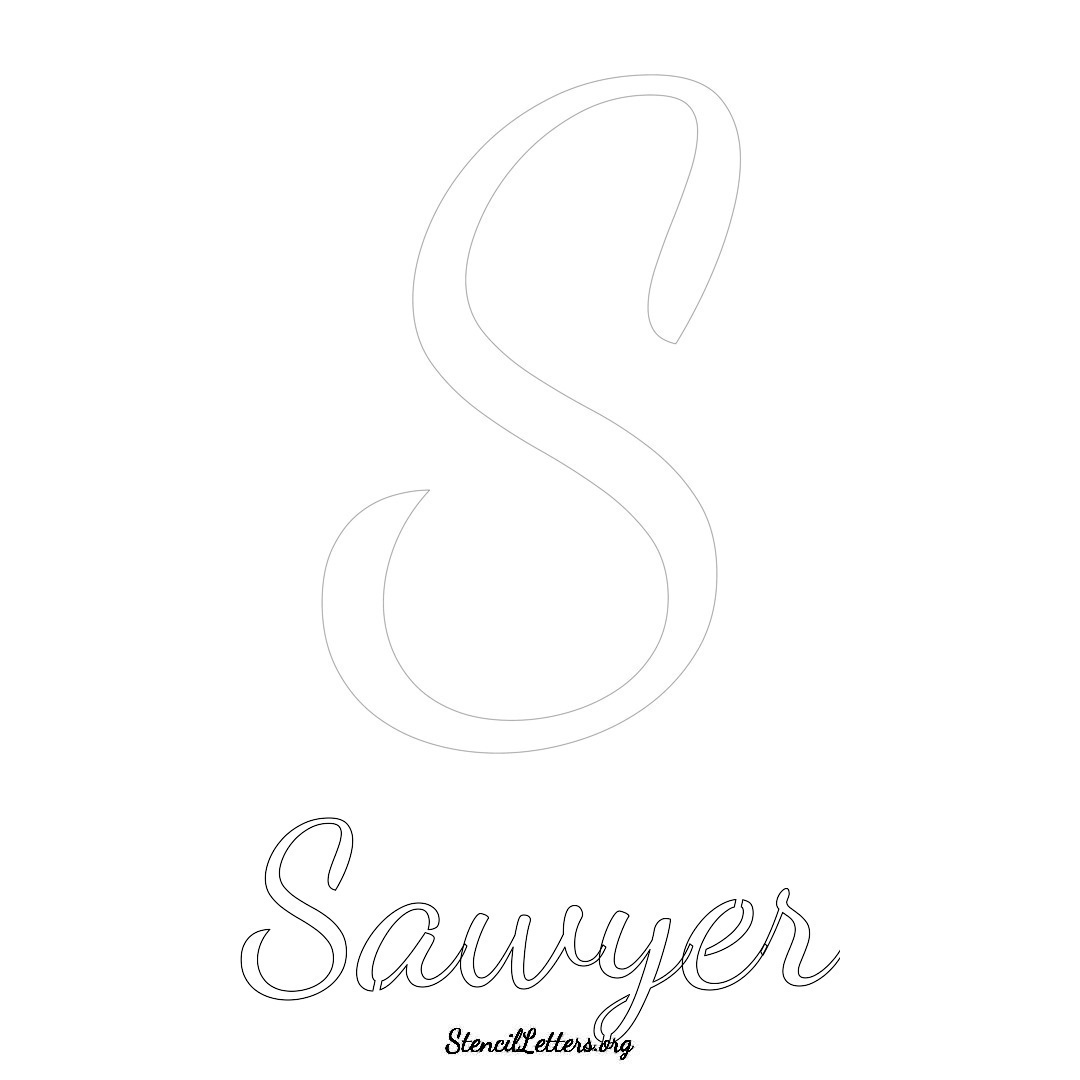 Sawyer printable name initial stencil in Cursive Script Lettering