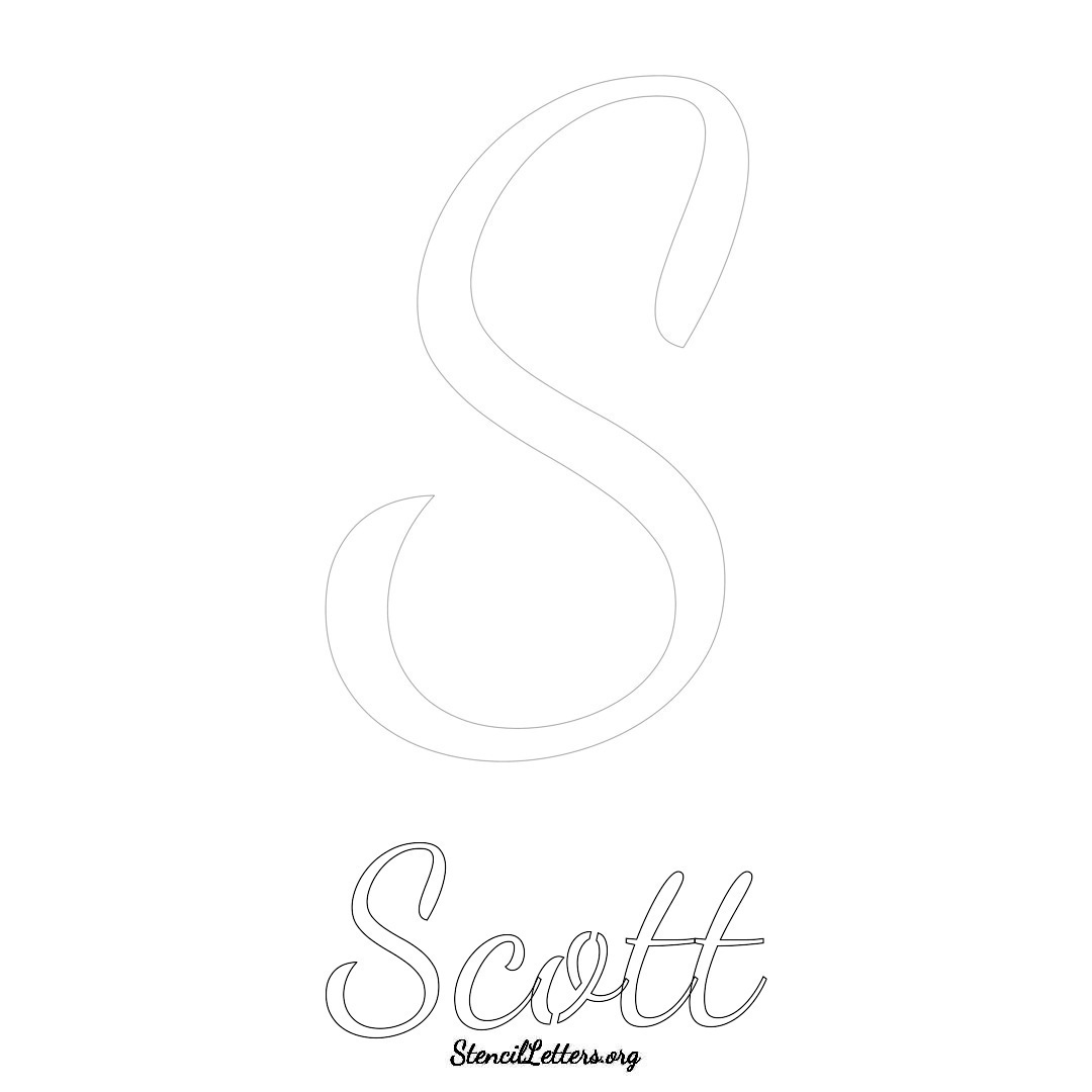 Scott printable name initial stencil in Cursive Script Lettering