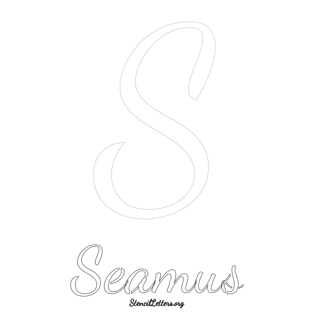 Seamus printable name initial stencil in Cursive Script Lettering