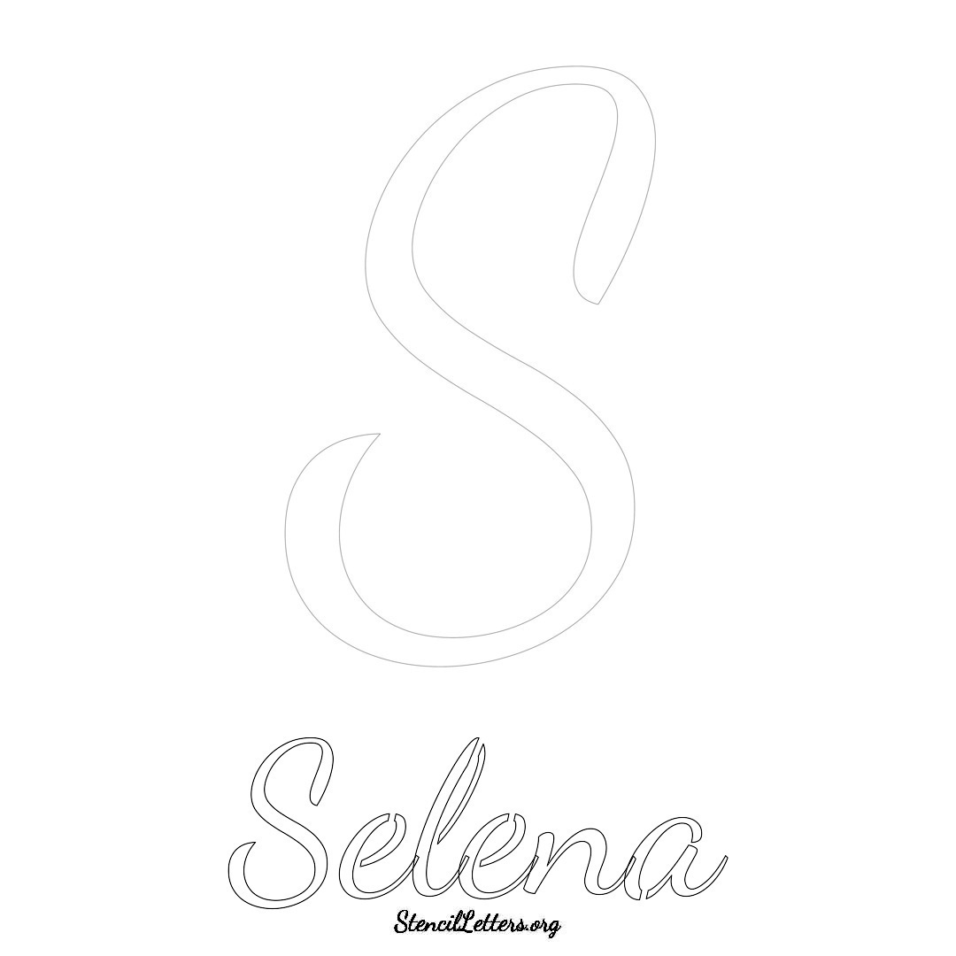 Selena printable name initial stencil in Cursive Script Lettering