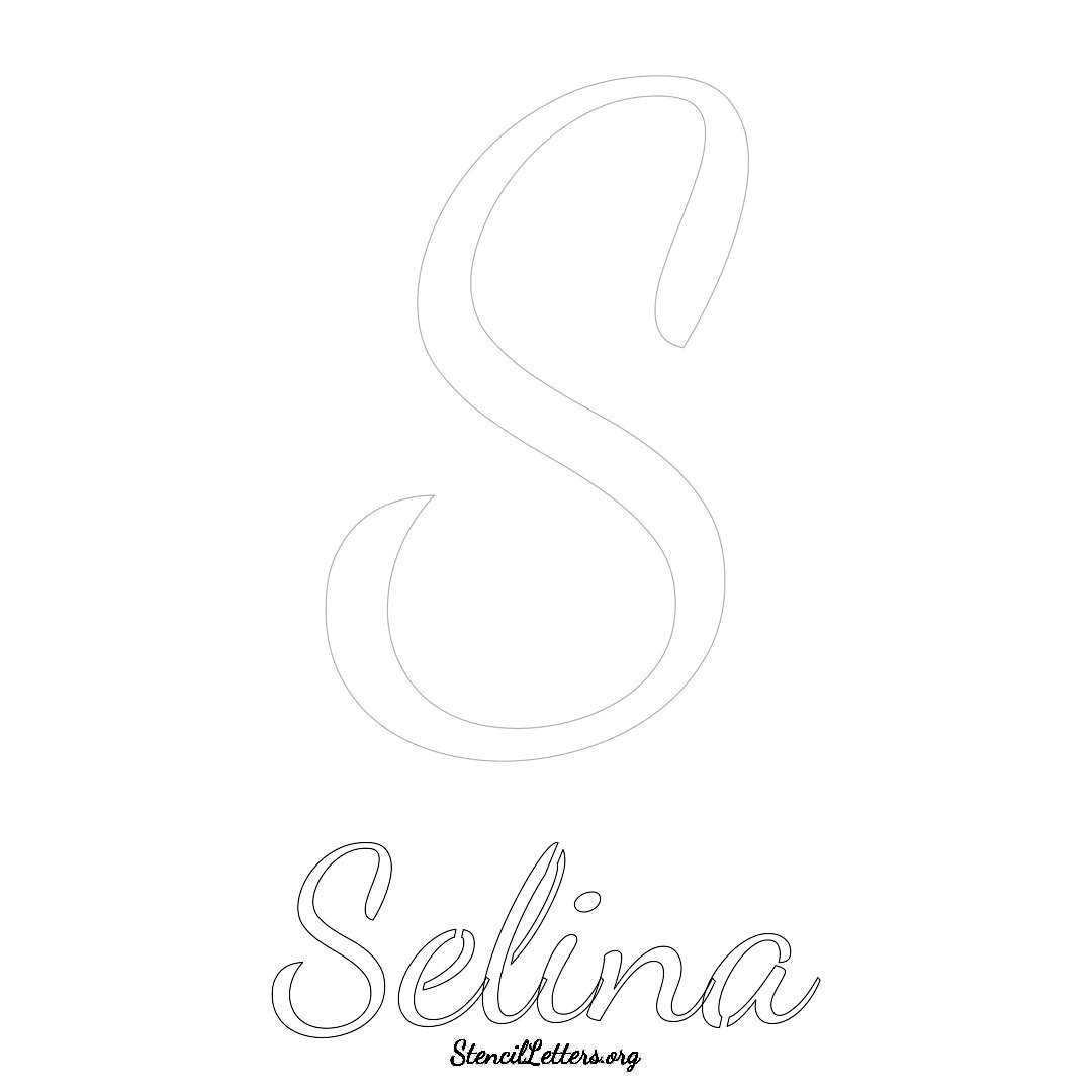 Selina printable name initial stencil in Cursive Script Lettering