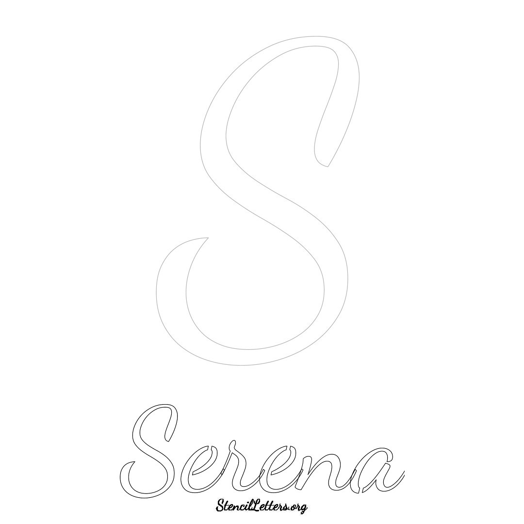 Serena printable name initial stencil in Cursive Script Lettering