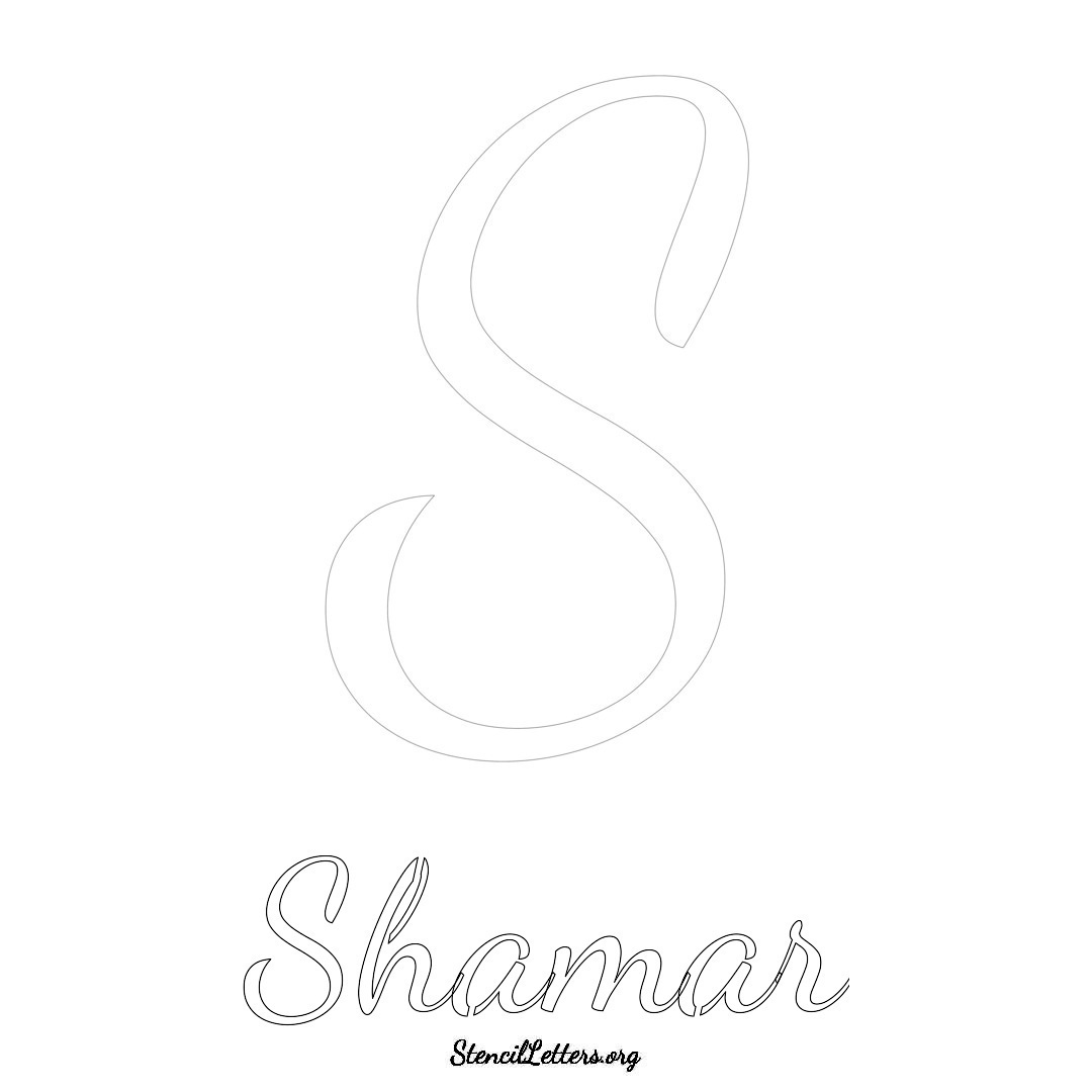 Shamar printable name initial stencil in Cursive Script Lettering