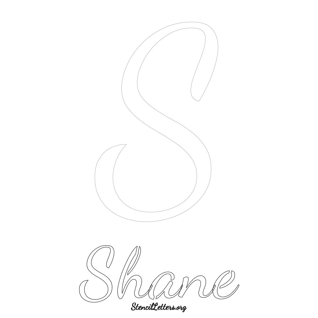 Shane printable name initial stencil in Cursive Script Lettering