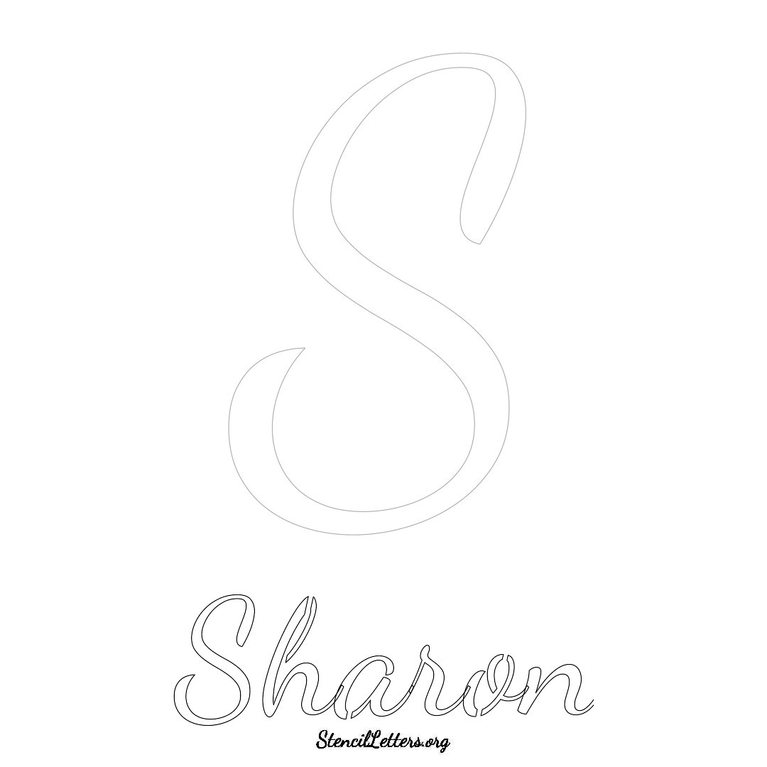 Sharon printable name initial stencil in Cursive Script Lettering