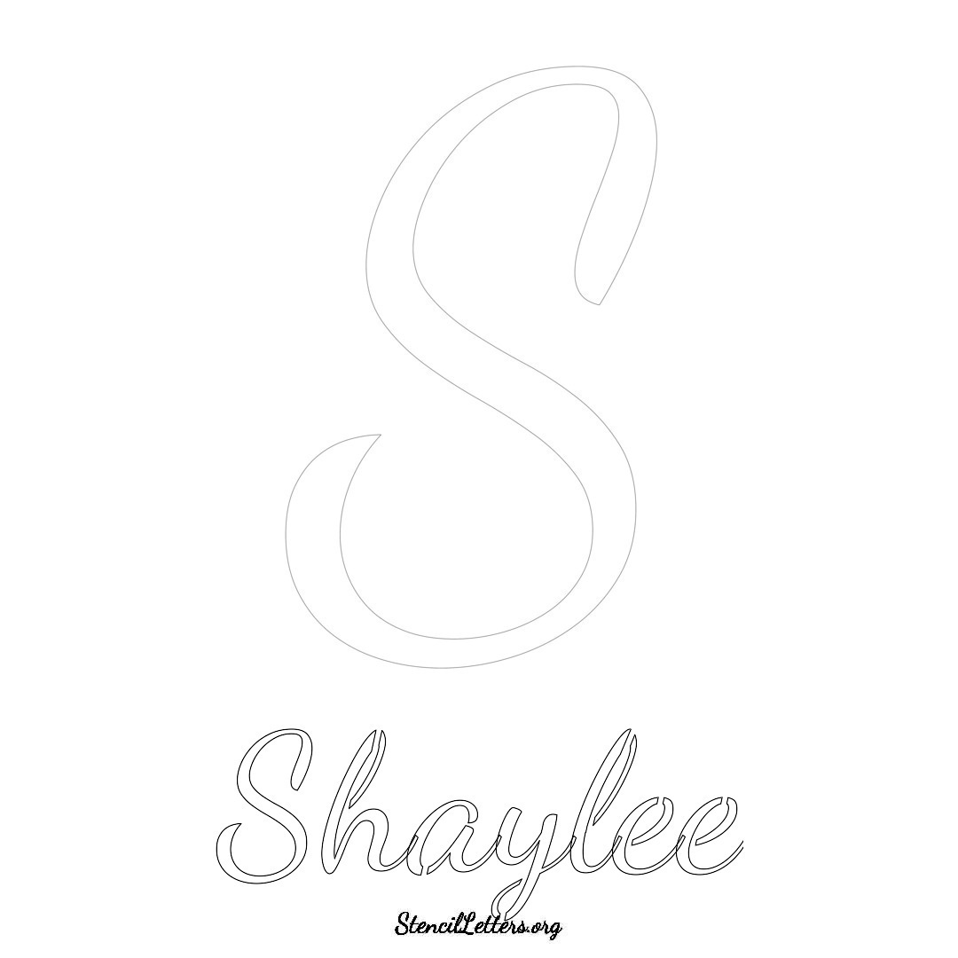 Shaylee printable name initial stencil in Cursive Script Lettering