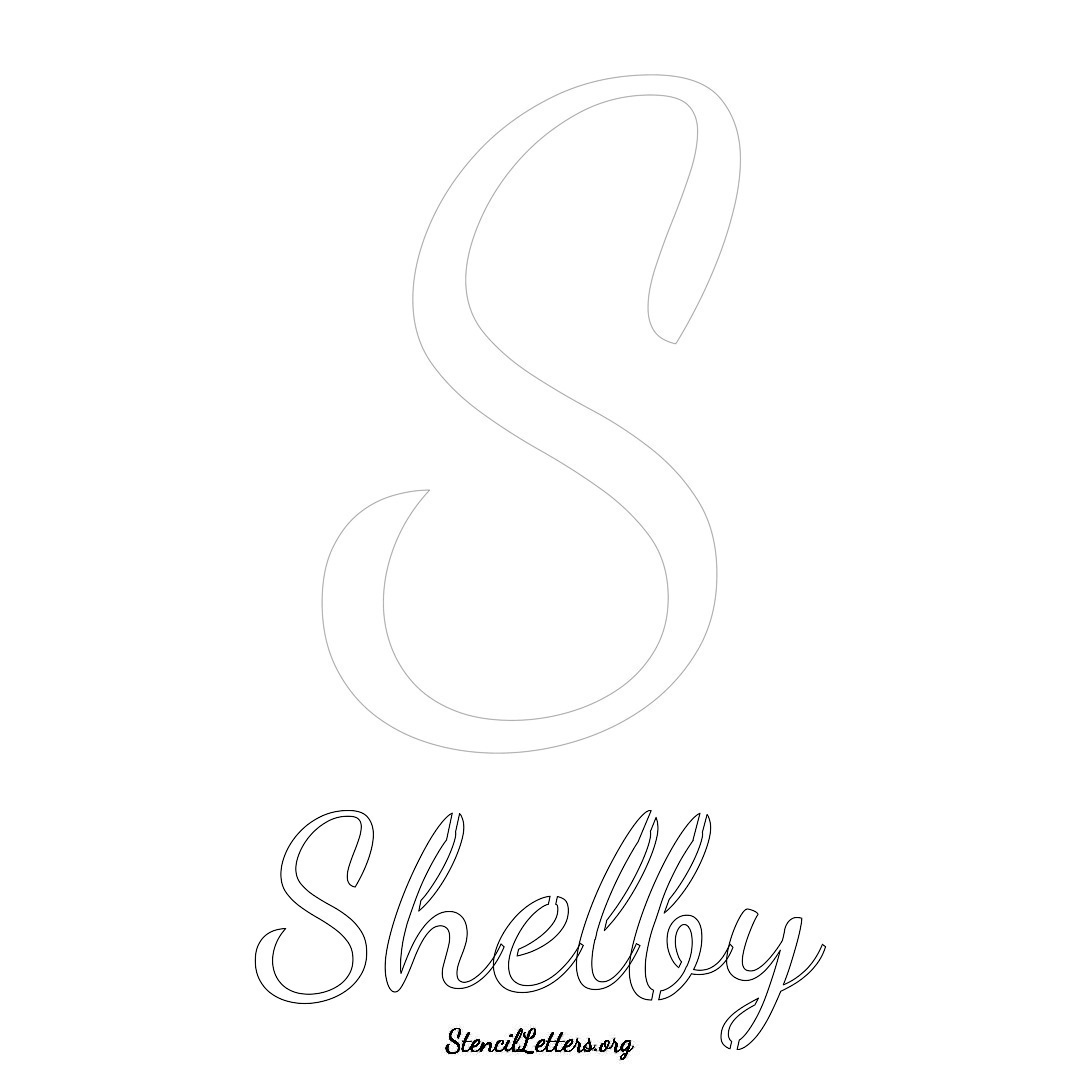 Shelby printable name initial stencil in Cursive Script Lettering