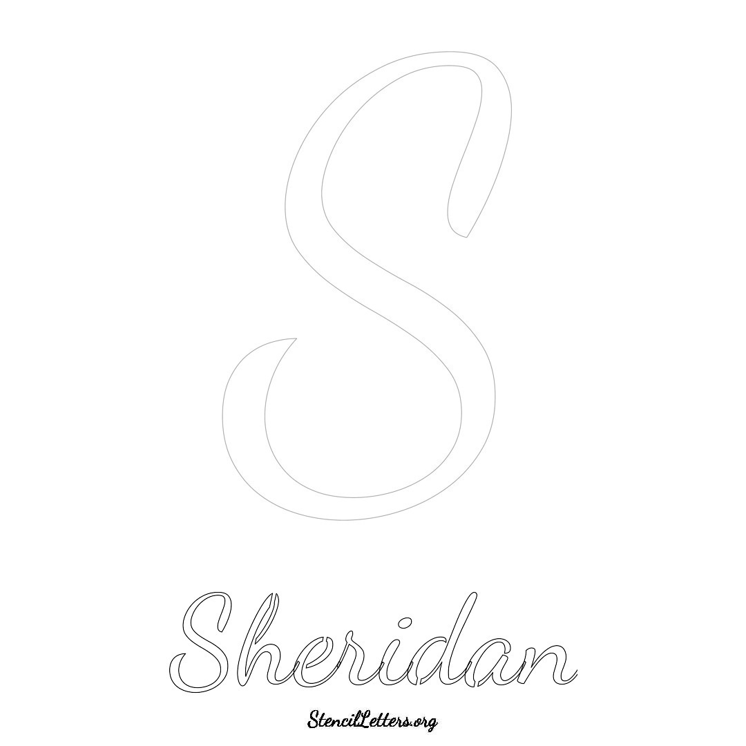 Sheridan printable name initial stencil in Cursive Script Lettering