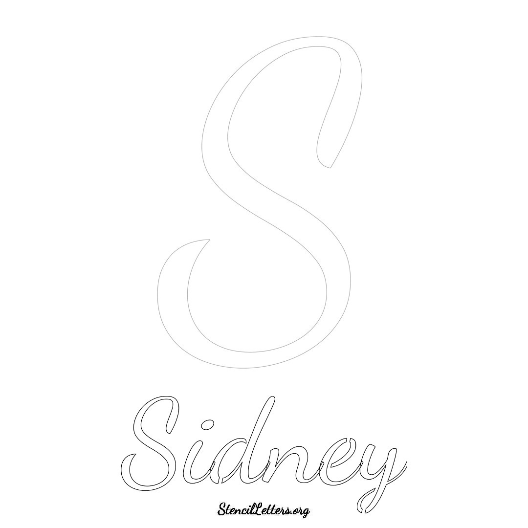 Sidney printable name initial stencil in Cursive Script Lettering