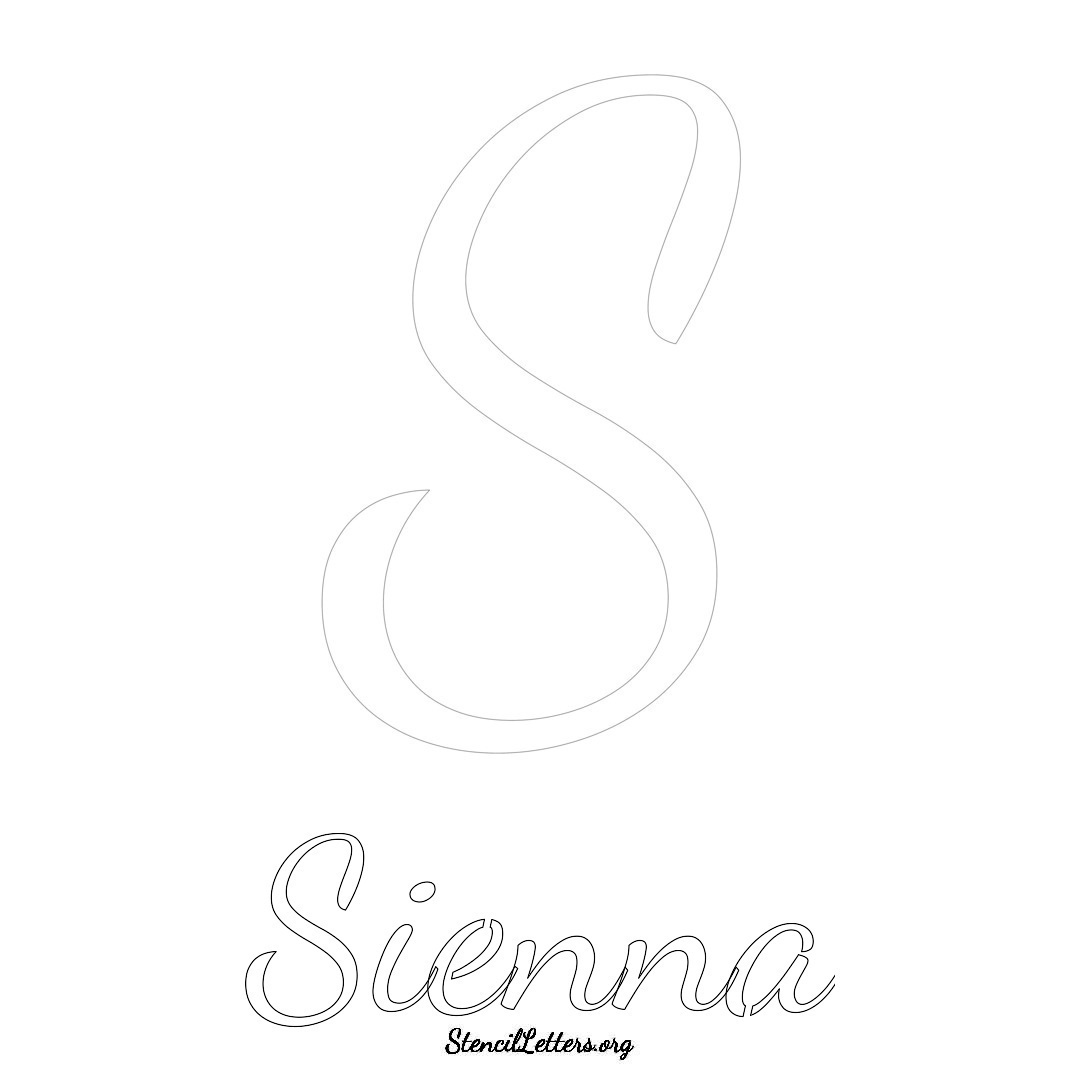 Sienna printable name initial stencil in Cursive Script Lettering