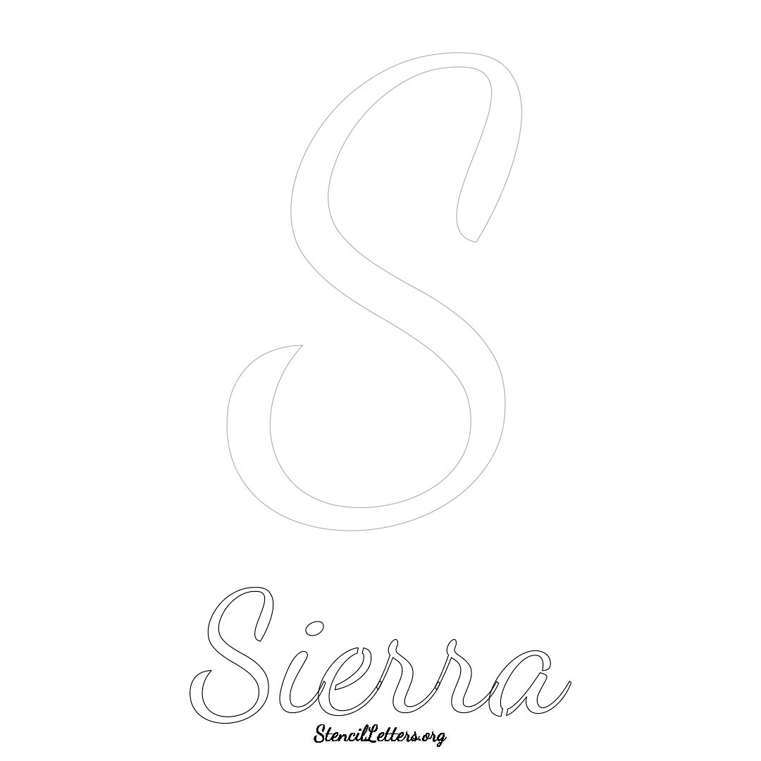 Sierra printable name initial stencil in Cursive Script Lettering