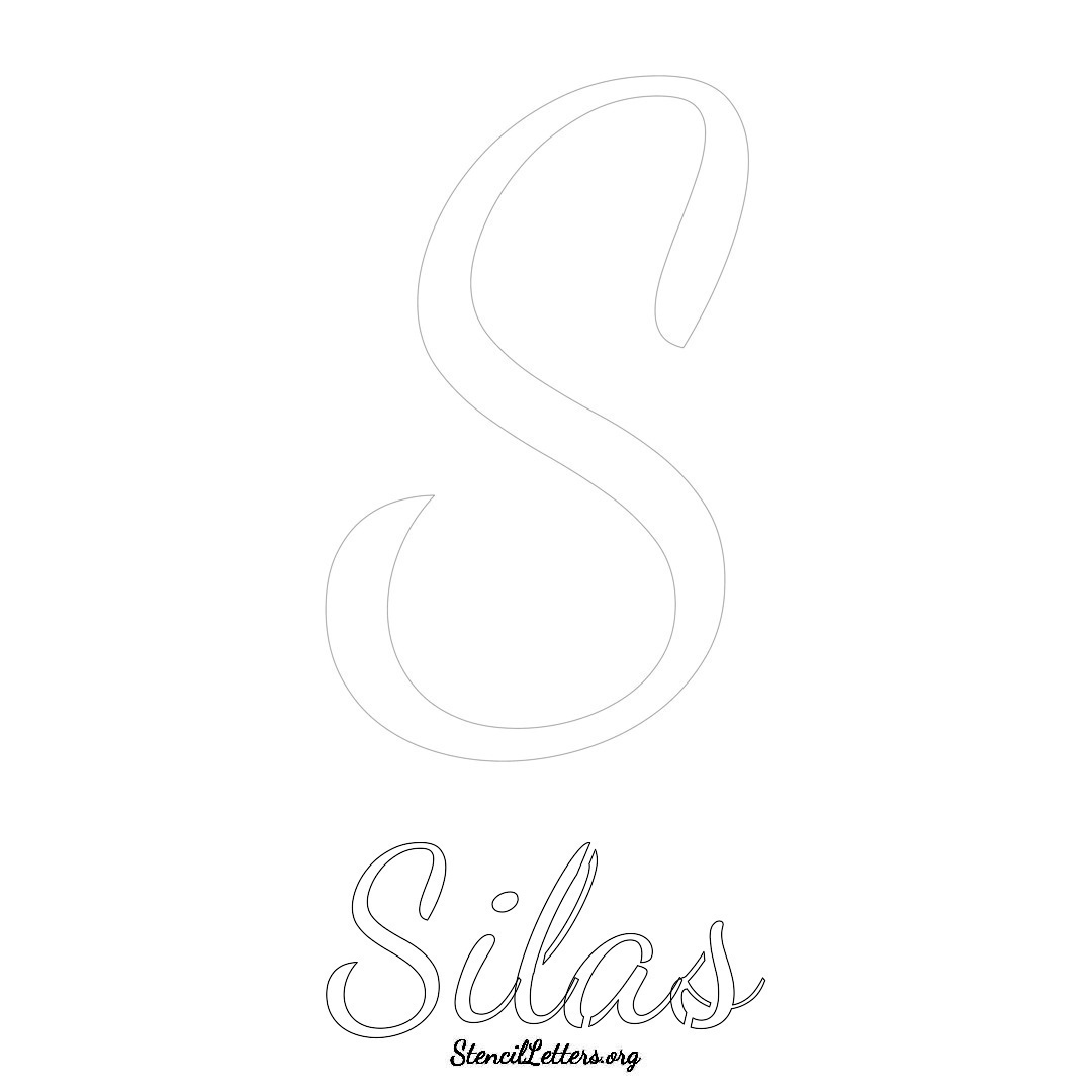 Silas printable name initial stencil in Cursive Script Lettering