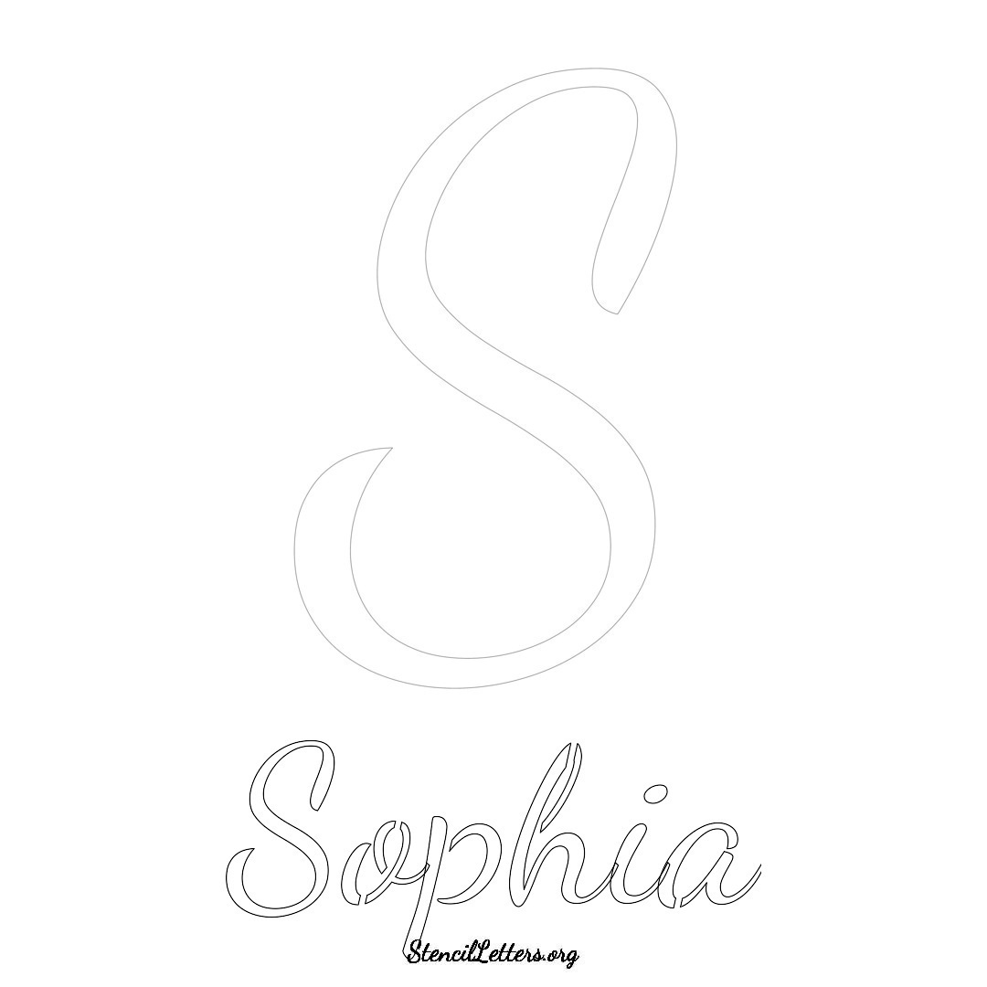 Sophia printable name initial stencil in Cursive Script Lettering