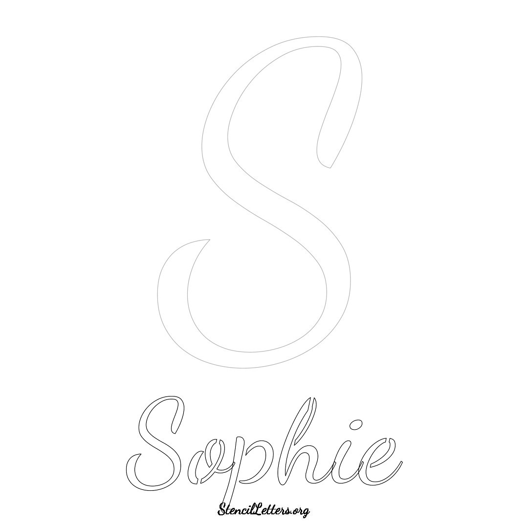 Sophie printable name initial stencil in Cursive Script Lettering