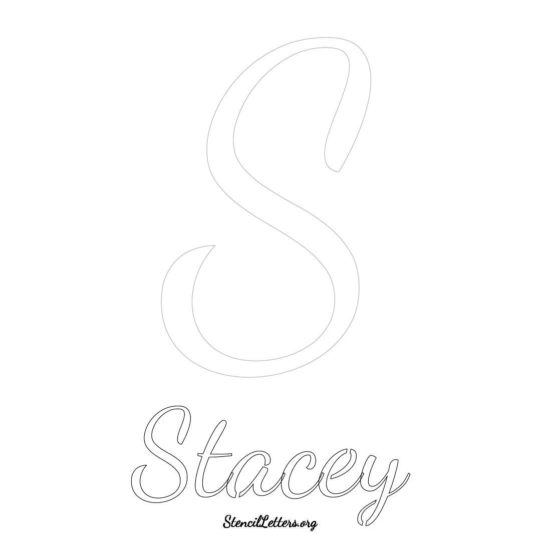 Stacey printable name initial stencil in Cursive Script Lettering