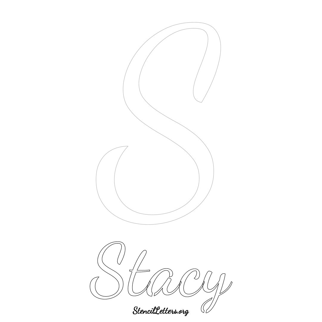 Stacy printable name initial stencil in Cursive Script Lettering