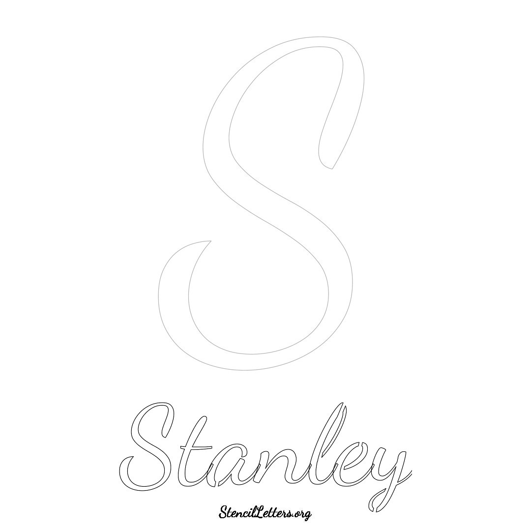 Stanley printable name initial stencil in Cursive Script Lettering