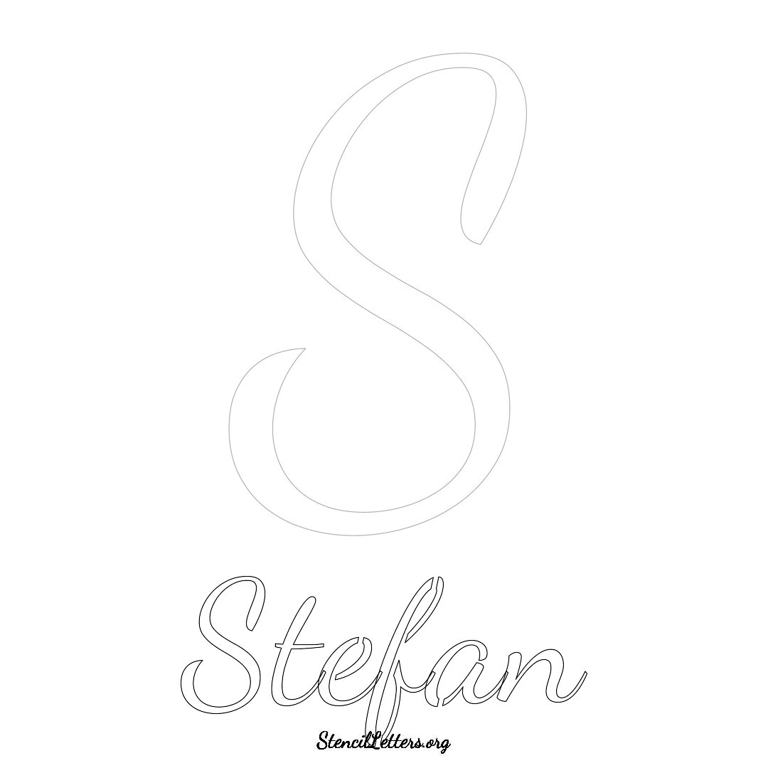 Stefan printable name initial stencil in Cursive Script Lettering