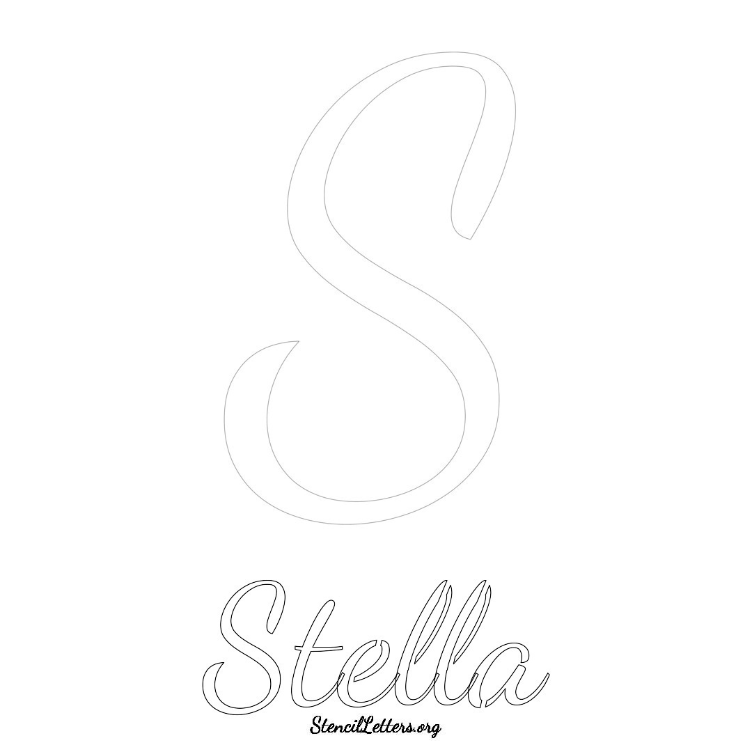 Stella printable name initial stencil in Cursive Script Lettering