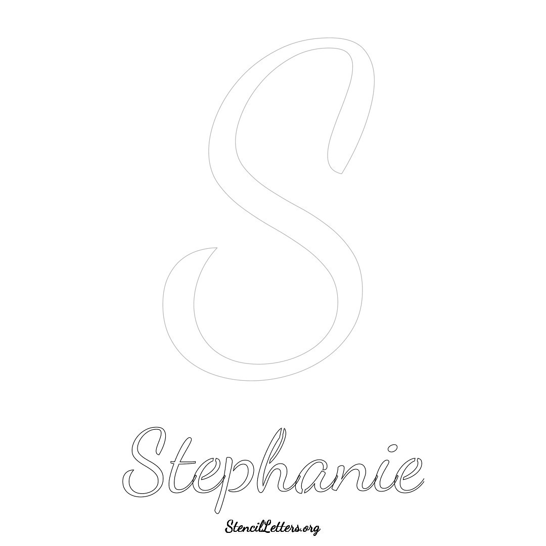 Stephanie printable name initial stencil in Cursive Script Lettering