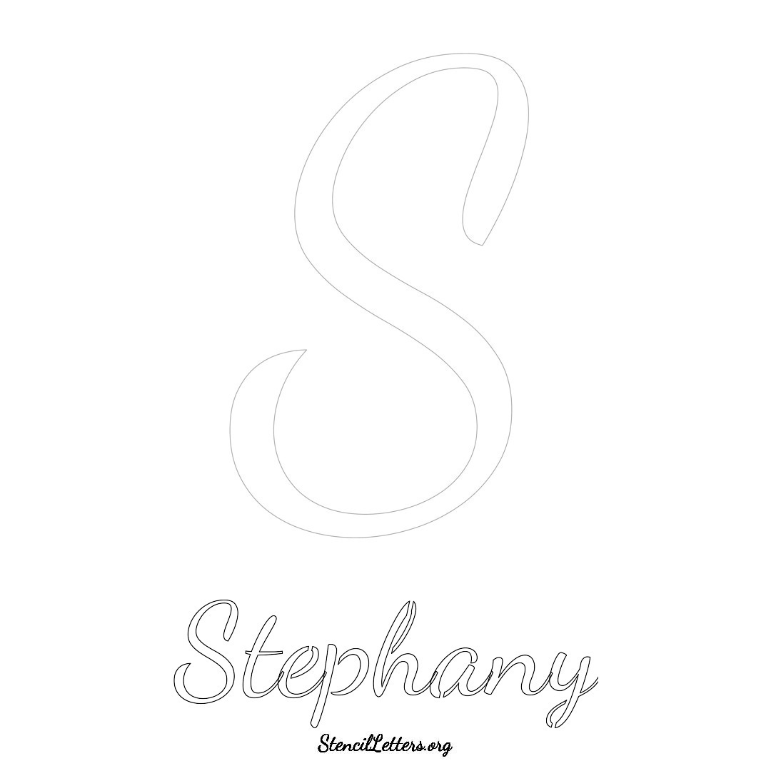 Stephany printable name initial stencil in Cursive Script Lettering