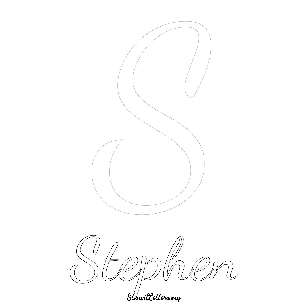 Stephen printable name initial stencil in Cursive Script Lettering