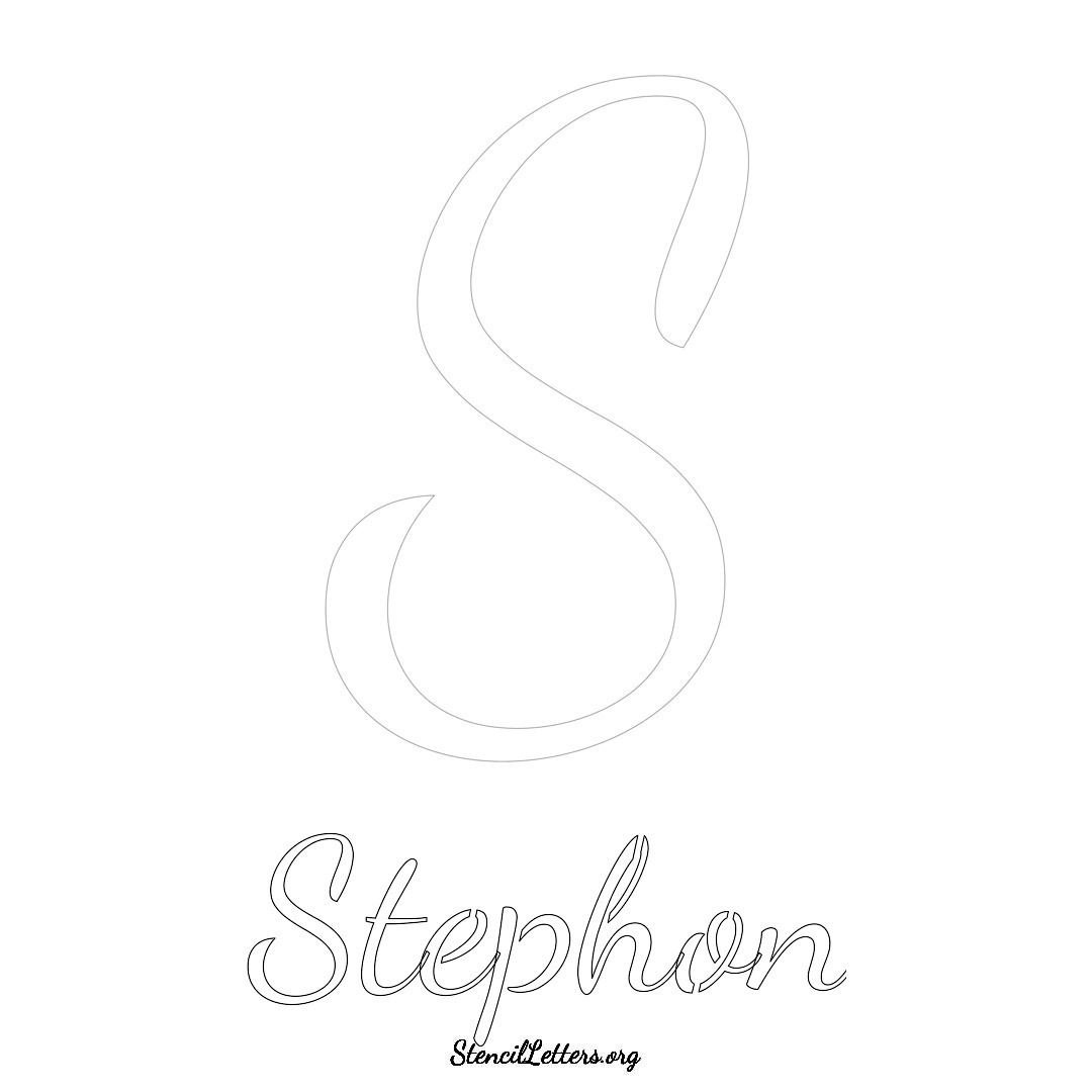 Stephon printable name initial stencil in Cursive Script Lettering