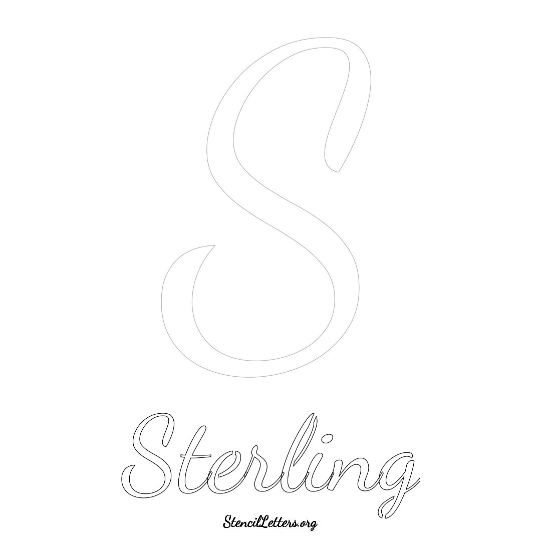 Sterling printable name initial stencil in Cursive Script Lettering