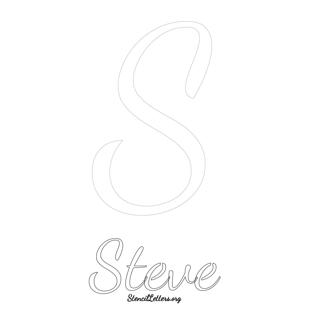 Steve printable name initial stencil in Cursive Script Lettering