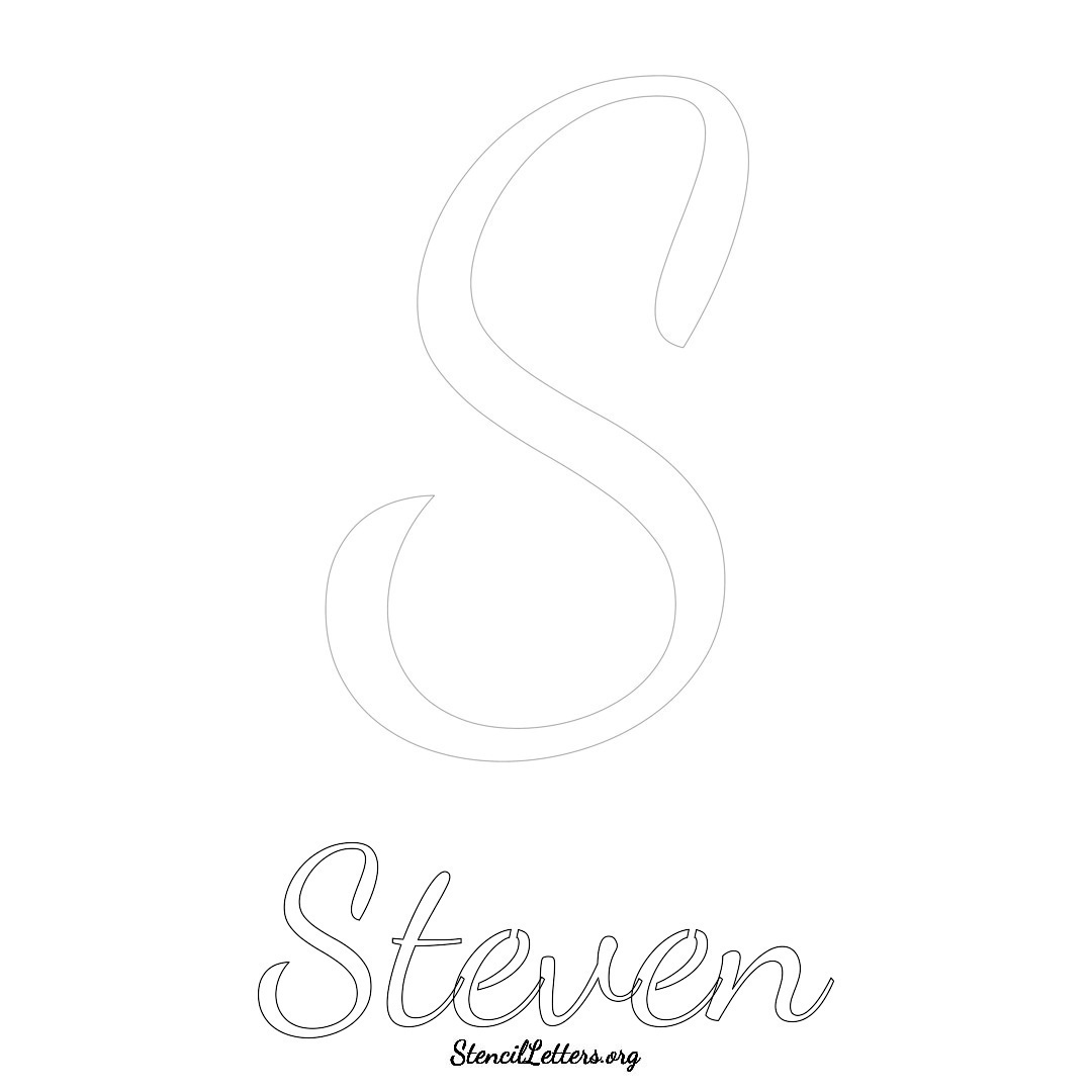 Steven printable name initial stencil in Cursive Script Lettering