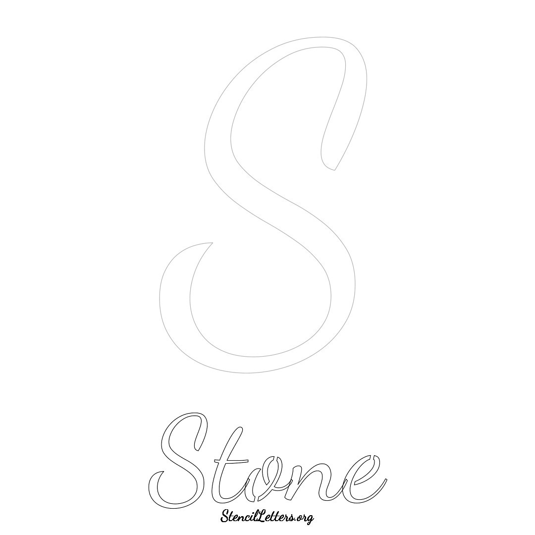 Stone printable name initial stencil in Cursive Script Lettering