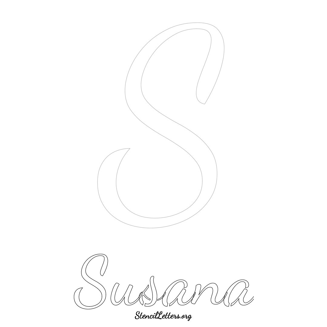 Susana printable name initial stencil in Cursive Script Lettering