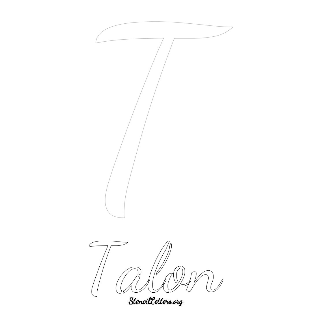 Talon printable name initial stencil in Cursive Script Lettering