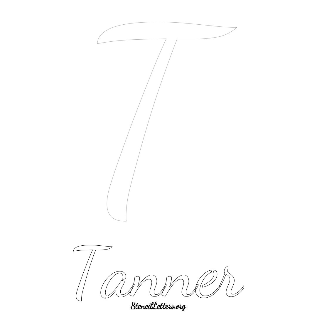 Tanner printable name initial stencil in Cursive Script Lettering