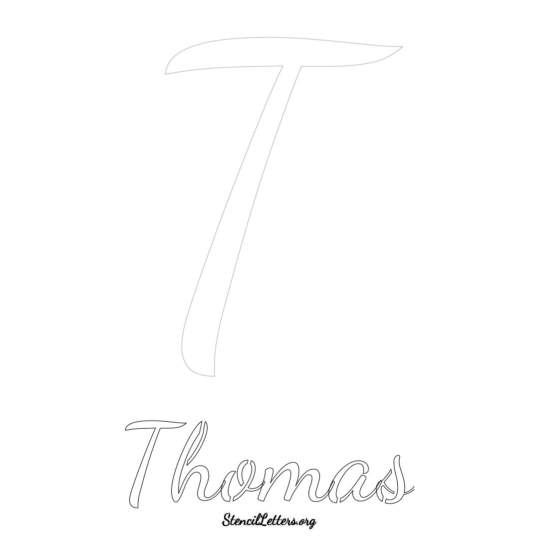 Thomas printable name initial stencil in Cursive Script Lettering