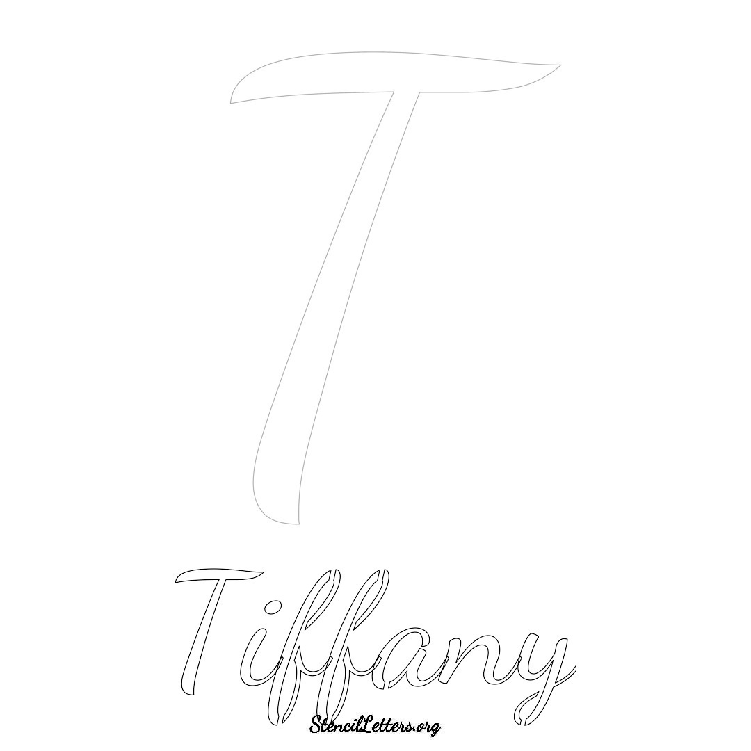 Tiffany printable name initial stencil in Cursive Script Lettering