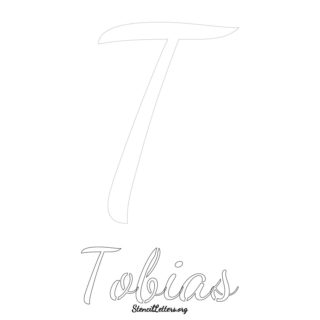 Tobias printable name initial stencil in Cursive Script Lettering