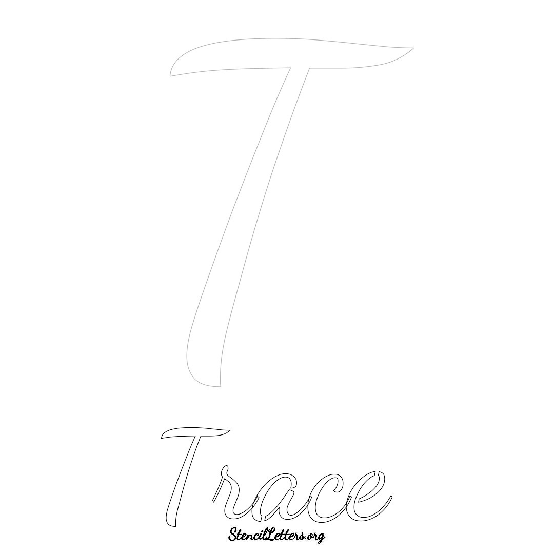 Trace printable name initial stencil in Cursive Script Lettering