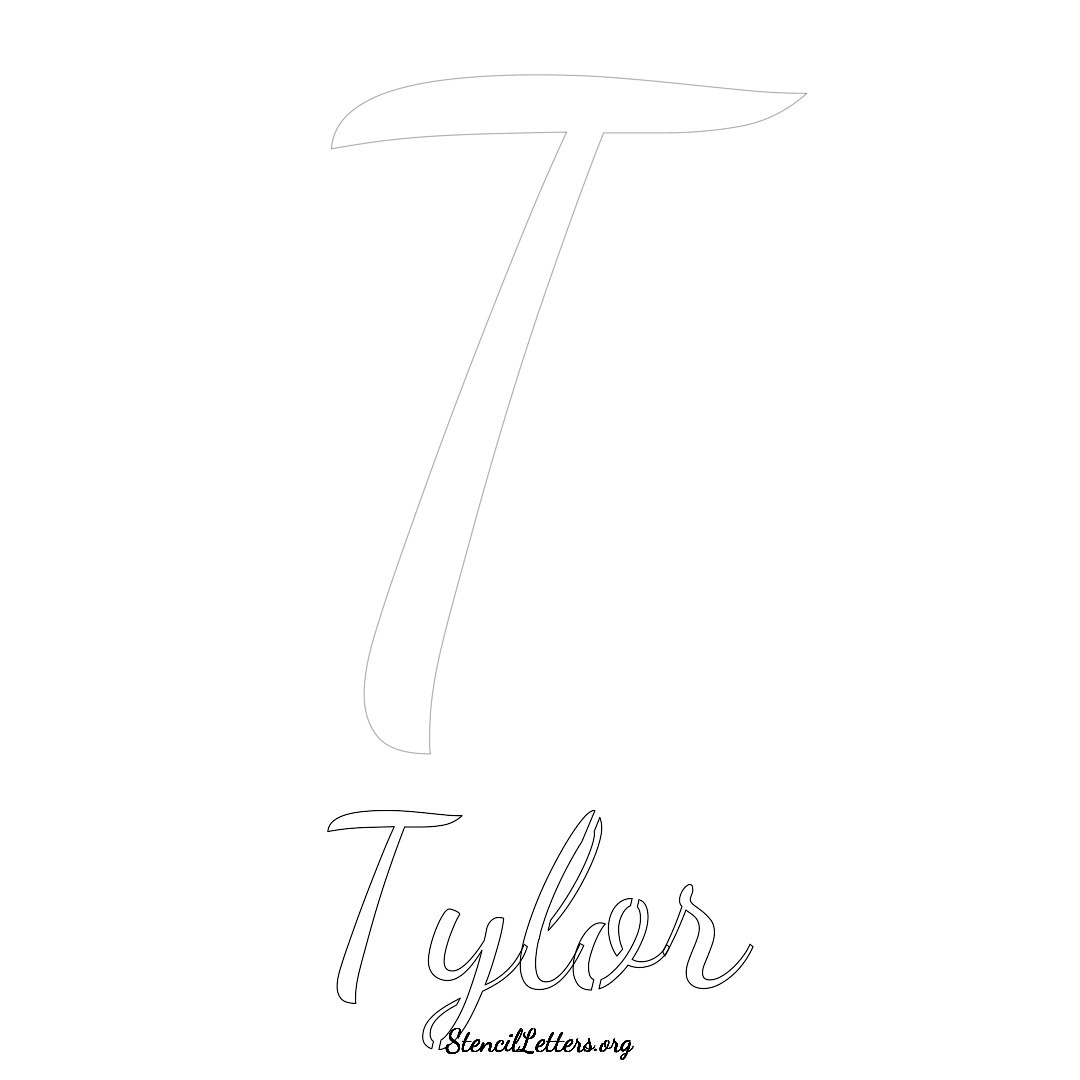 Tylor printable name initial stencil in Cursive Script Lettering