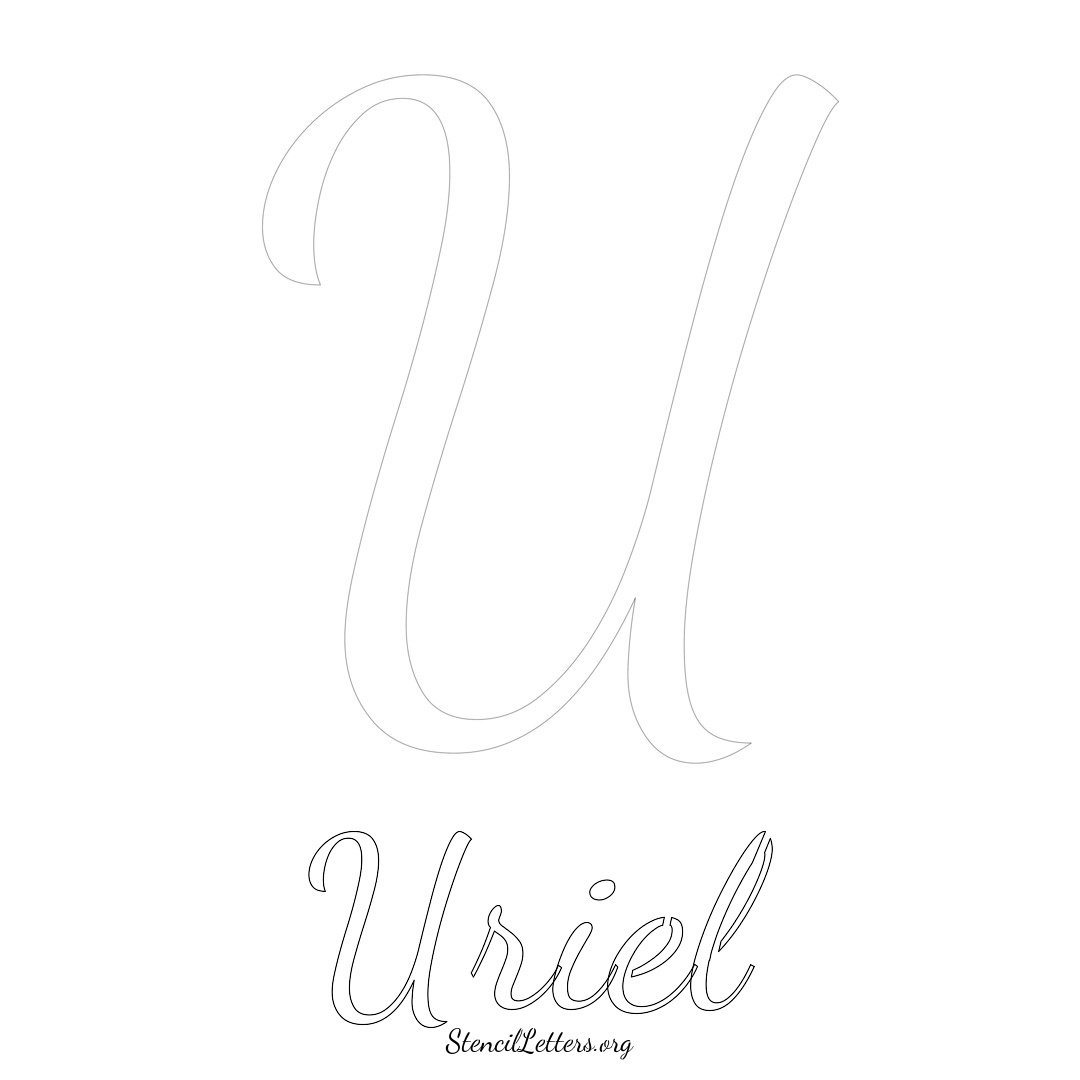 Uriel printable name initial stencil in Cursive Script Lettering