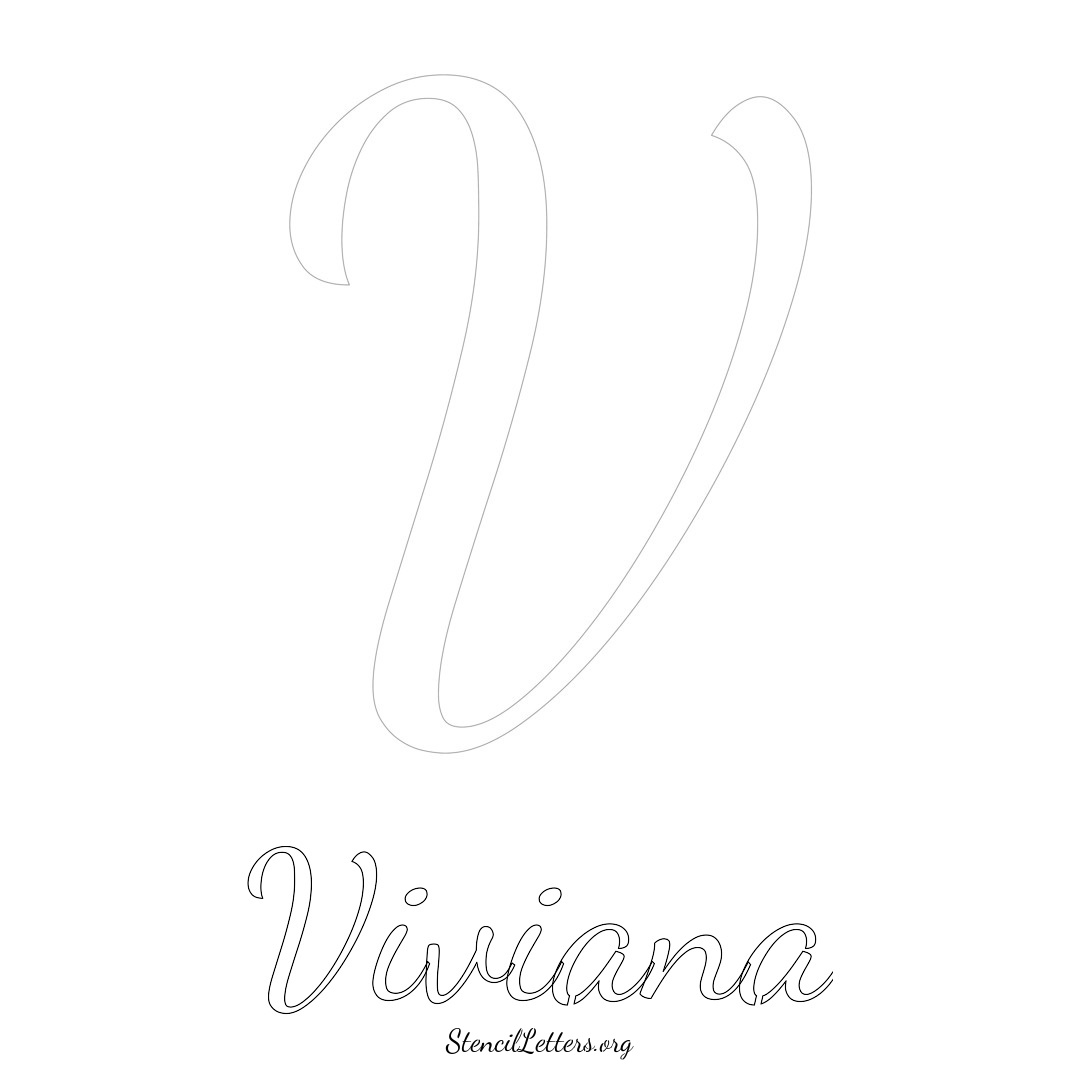 Viviana printable name initial stencil in Cursive Script Lettering