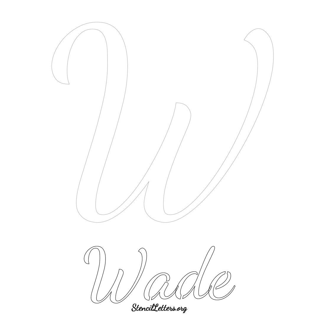 Wade printable name initial stencil in Cursive Script Lettering