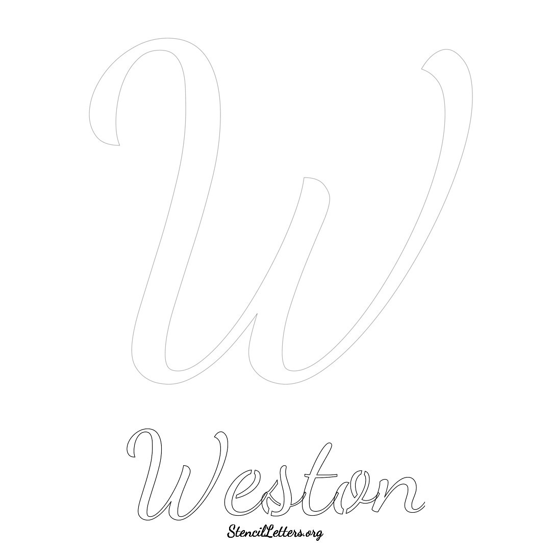 Weston printable name initial stencil in Cursive Script Lettering