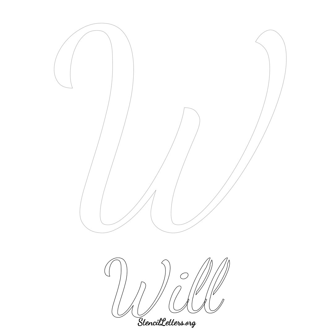 Will printable name initial stencil in Cursive Script Lettering