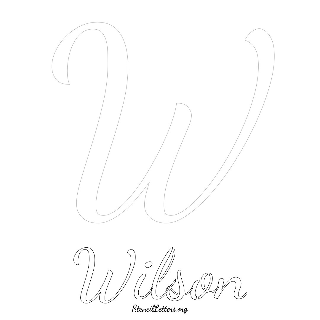 Wilson printable name initial stencil in Cursive Script Lettering