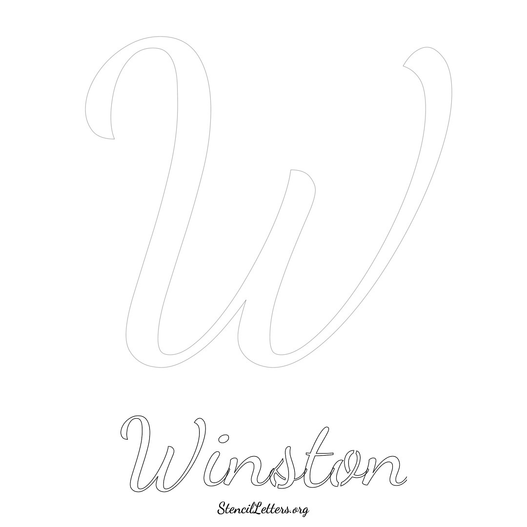 Winston printable name initial stencil in Cursive Script Lettering