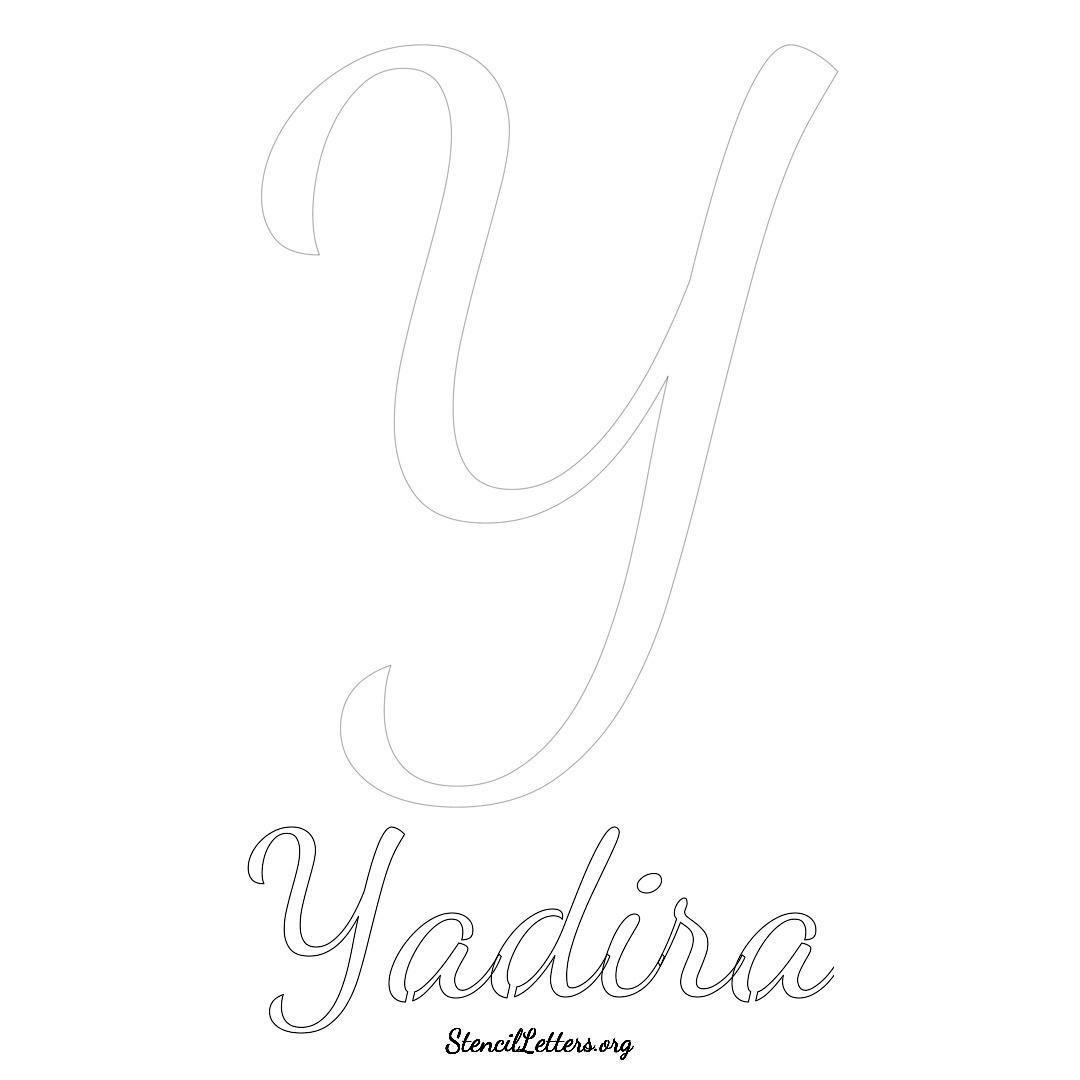 Yadira printable name initial stencil in Cursive Script Lettering
