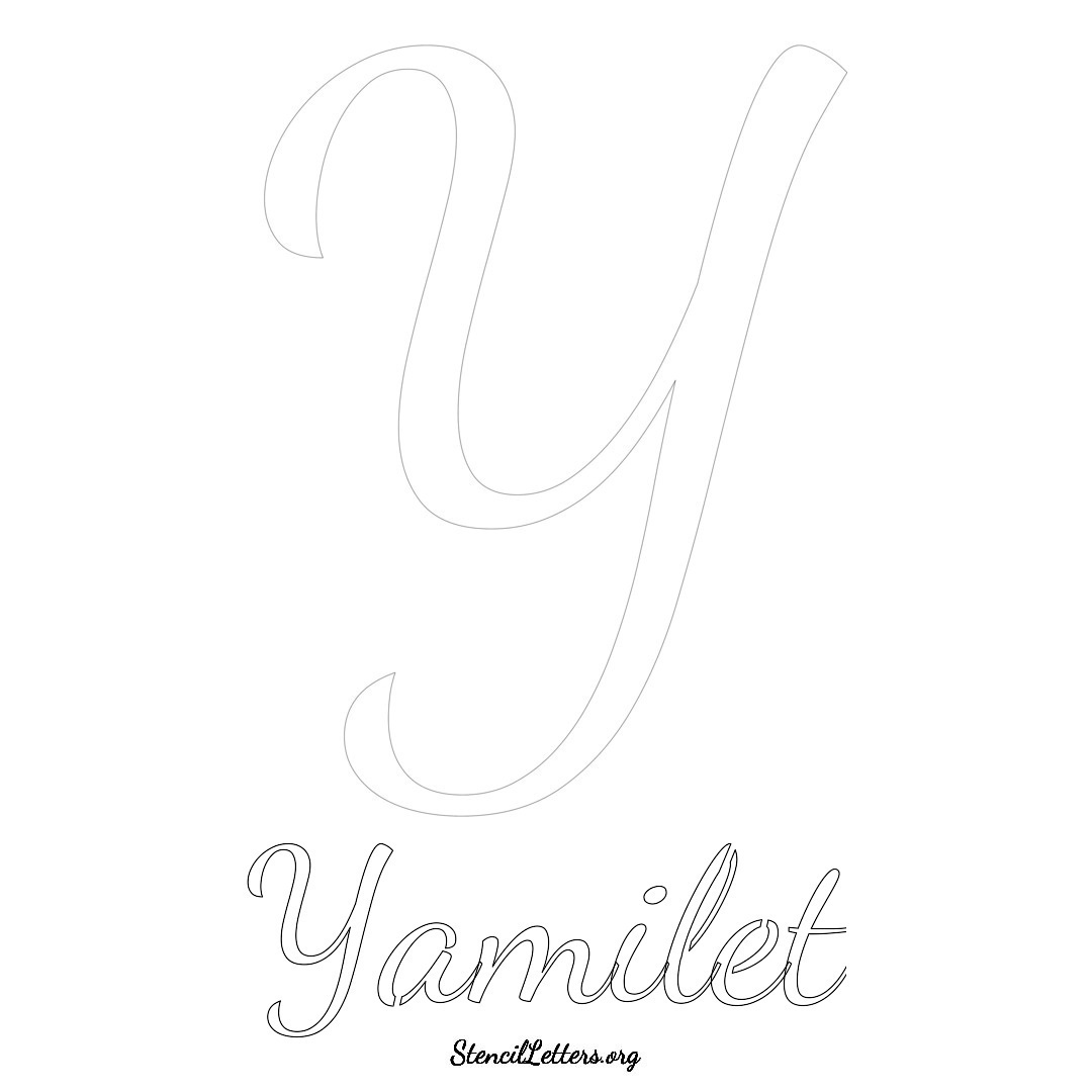 Yamilet printable name initial stencil in Cursive Script Lettering