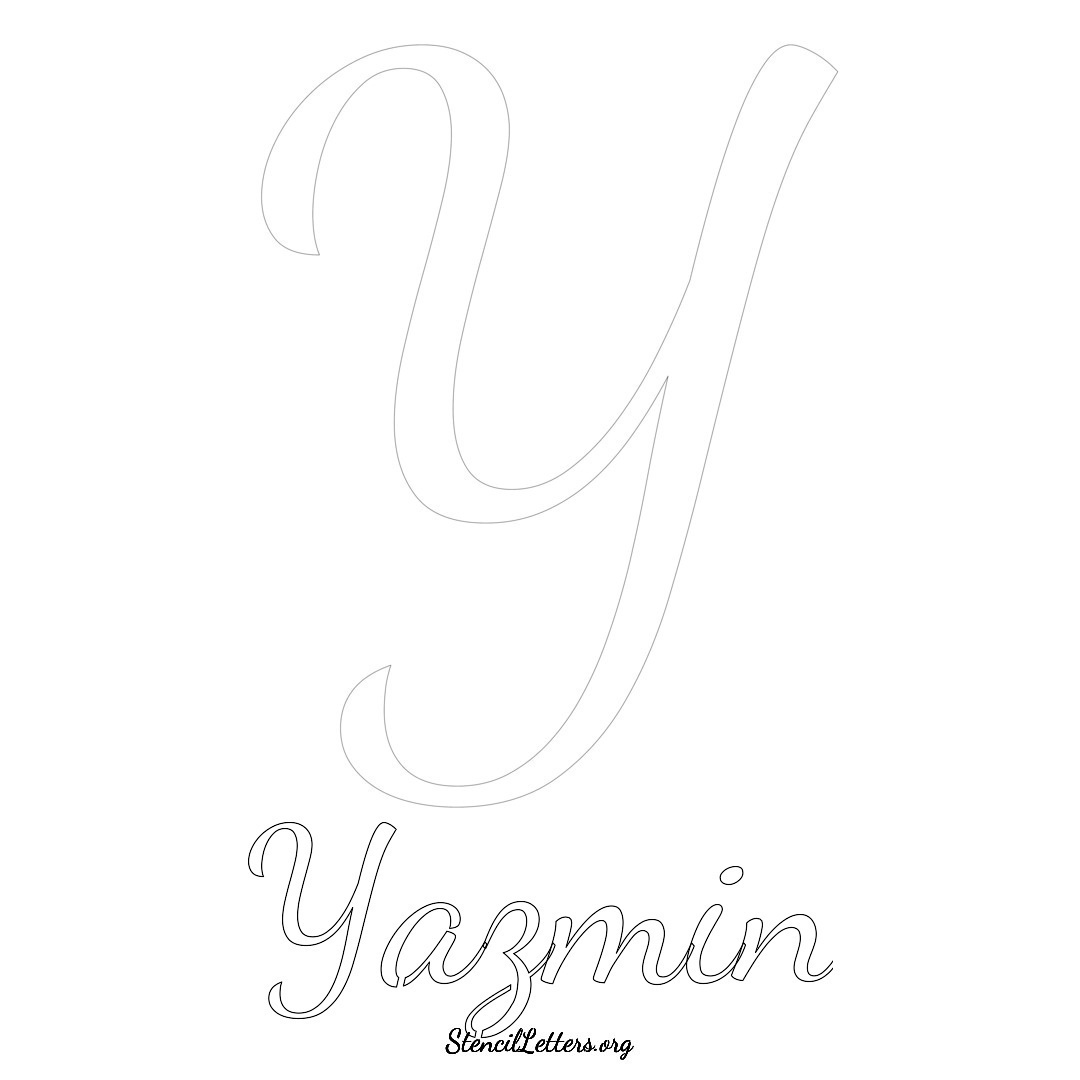 Yazmin printable name initial stencil in Cursive Script Lettering